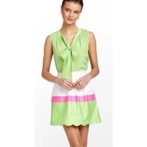 Lilly Pulitzer Colorblock Stripe‎ Mimosa Skirt Scallop Hem Pockets Size Large